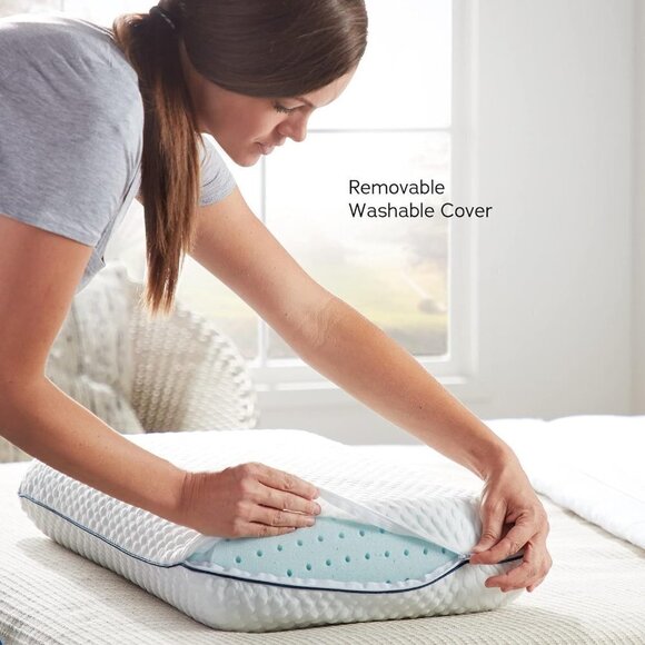Gel Memory Foam Pillow – Cooling & Ventilated - 1 Pack Standard Size - Washable - Picture 4 of 7